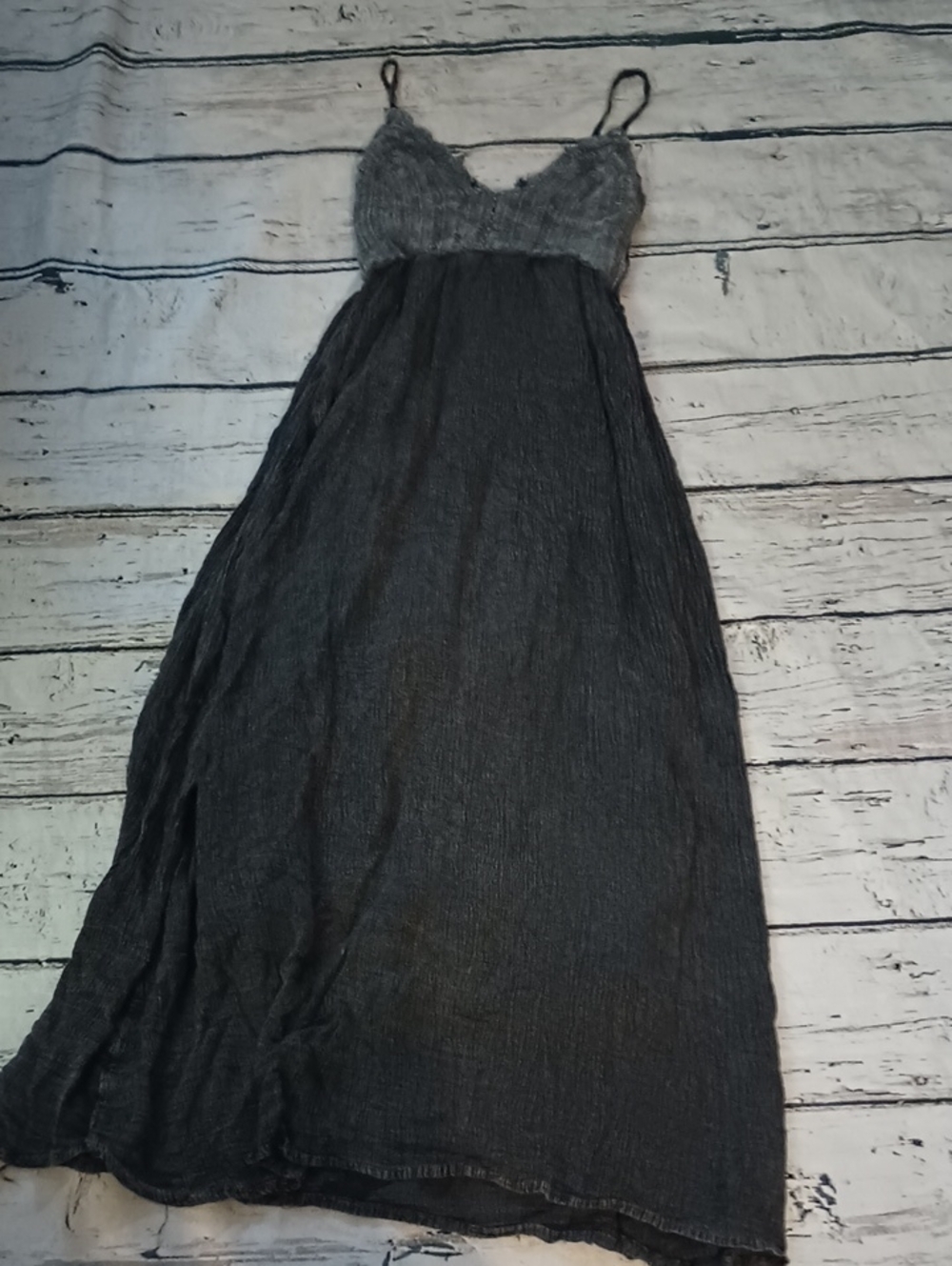 Black Gray Crochet Top Witchy Gothcore Dark Fairy Povertycore Maxi Dress L